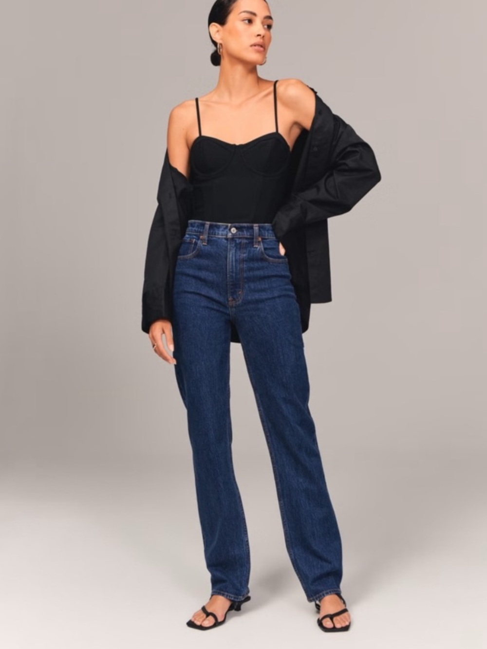 Abercrombie & Fitch Dark Wash The 90s Straight High Rise Jean Curve Love Size 30